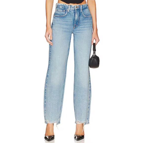 NWT Good American Good ‘90s Straight Distressed Hem Jeans Size 04/27 Retail $145